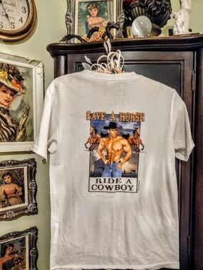 🤠 REBEL GIRLS Save a horse Ride a Cowboy plain white tshirt